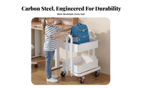 Foldable Rolling Bookshelf Large Storage Capacity 3-Tier Collapsible Trolley