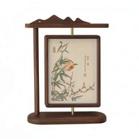 Rotating Photo Frame Walnut Wooden Photo Frame Desktop for Bookshelf