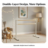 Double Ballet Bar Stable Base Adjustable Double Barre Anti-Slip Feet Portable Dance Bar for Dancers, Beginners, Gym
