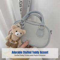 Bowling Bag, Small Square Shoulder Bag, Women's Summer Handbag, plush teddy accent, stylish Crossbody