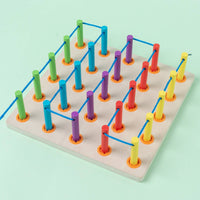 Wooden Stringing Board Hand-Visual Coordination Fine Movement Skills Pegboard Creative Pegboard Game Early STEAM Learning