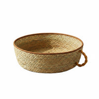 Handwoven Feline Basket Natural Grass-Like Wicker Feline Basket Loop Handle