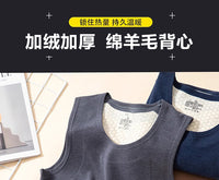 100羊毛男士保暖背心德绒加绒加厚护肚坎肩马甲冬季打底上衣内穿