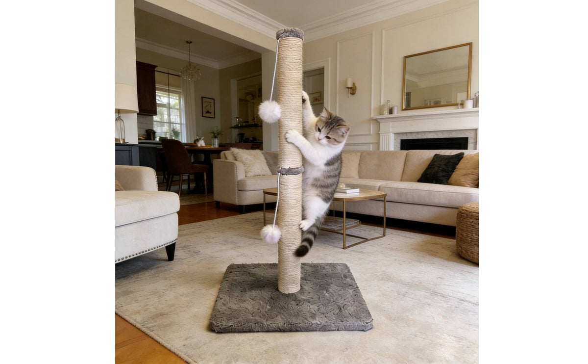 Scratch and Play Feline Climbing Post Tall Design Sisal Feline Tree Sturdy Base Pet Furniture Stable Structure for Cats, Indoor