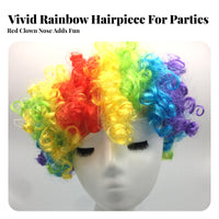 Red Sponge Nose Bright Hues Clown Nose Prop Curly Clown Hairpiece Colorful Design Curly Afro Hairpiece Soft Ringlets for Adults