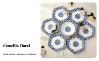 7 Pieces Dinnerware Aesthetic Design Floral Dinnerware Set Microwave Tableware for Housewarming, Entertaining