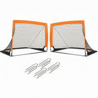 2 Pieces Foldable Kids Soccer Goal Fiberglass Rods Portable Square Soccer Goal Lightweight Children'athletic Gear for Backyard Play