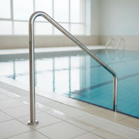 Pool Handrail with Flanged Base Stainless Steel Slanted Pool Entry Rail Floor-Mounted Grab Rail with Base Plate for Homeowners, Hotel Owners, Backyard