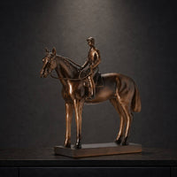 Equestrian Statue Detailed Craftsmanship Rectangular Base Horse Equestrian Statue Tabletop Ornament