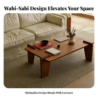 Wabi-Sabi Design Block Leg Center Table Japanese Aesthetic Household Furniture Vintage Look Rustic appeal for Tea lovers, Guesthouse Owners, Interior Designers, Living Room, Lounge Area
