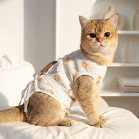 Cat Recovery Suit with Elizabethan, Post Surgery Cat Clothes, Snap Button Cat Spay Surgery Suit and Neuter Surgery Suit, Anti-Lick