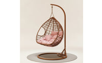 Weather-Resistant Egg Chair with Stand Weatherproof Hanging Basket Chair Waterproof Woven for Backyard, Balcony, Reading Nook