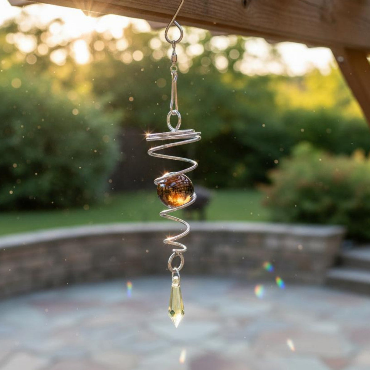 Spiral Crystal Wind Stainless Steel Outdoor Decor Easy to Hang for Patio