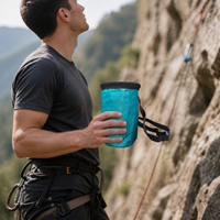 Climbing Chalk Bag, Bouldering Chalk Bag with Drawstring Closure, Zippered Pocket & Nylon Belt, 19x12.5x12.5cm