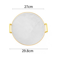Round Serving Tray Light Luxury Gold Rim Tray Easy to Carry for Hotel, Tea Table