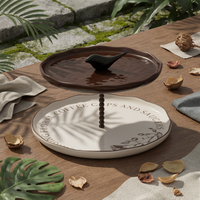 Ceramic Tiered Tray Beaded Post Ceramic Dessert Stand Multi-Purpose