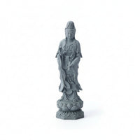 Zen Garden Ornament Draped Robes Stone-Gray-Gray Buddha Statue Textured Base