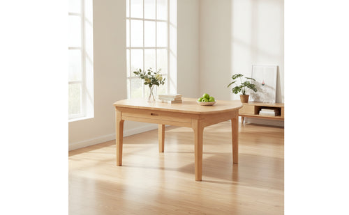 Wooden Extendable Round Dining Table Space-Saving Extendable Dining Table Adjustable Furniture Compact for Families