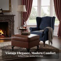 Upholstered Armchair Vintage Design Wrapped Side Armchair Chair with Matching Ottoman Highrear Spineing Nailcranial