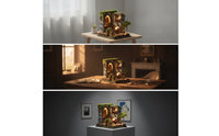 Miniature House Kit with LED Lights Warm Dollhouse Kit Relaxing for Reading Nook