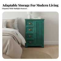 Bedside End Table Mediterranean Look 2-Door Nightstand with Drawer Vintage design sturdy Construction for Apartment Dwellers