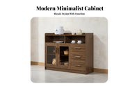 Walnut Sideboard Cabinet Large Capacity Refreshment Center Cabinet Versatile Wood Sideboard with Drawers for Families, Homeowners, Entryway