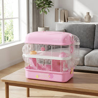 Large Hamster Cage and Double Layer Hamster Habitat, Iron Luxury Syrian Indoor Cage with Exercise Wheel, Spacious Home with Tray and Ramps