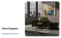 plush Straight Sofa Vintage Look Upholstered Lounge Settee Distressed Finish Living Room Furniture for Apartment Dwellers, Families, Family Gatherings