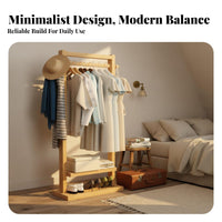 Minimalist Design Clothes Hanging Stand Space-Saving Unrestricted Standing Clothes Rack with Shelves Multifunctional Unrestricted Standing Garment Rack with Shelves Easy Assembly for Apartment Dwellers, Homeowners, Bedroom, Guesthouse, Dorm Room, Entryway