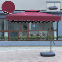 Square Patio Umbrella Water-Fillable Umbrella with Wheeled Base for Courtyard, Balcony, Garden