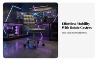 Ergonomic Computer Chair Highspine Support Upholstered Caster Chair Padded Comfort Plush Upholstery for Poker Players, Workplace