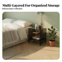 2-Tier Occasional Table Easy Assembly Two-Tier Waterfall Table for Small Areas