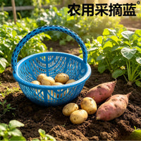 跨境热销加厚尼龙手提果蔬采摘蓝 菜园采摘收纳篮 加厚耐用多功能