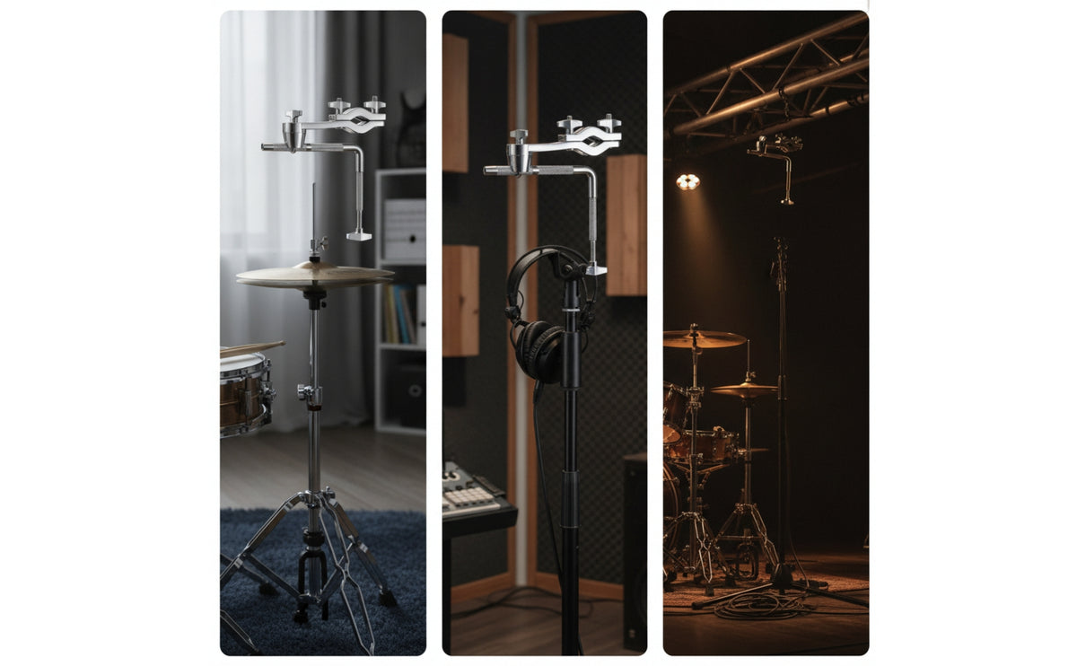 Drum Clamp with Horizontal Arm Adjustable Drum Hardware Clamp Bracket Sturdy Percussion Mounting Bracket for Rehearsal Rooms