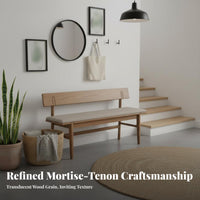 Solid Wood Construction Long Bench with Backrest Nordic Design Indoor Seating Multi-Purpose Household Furniture Rustic Charm for Families, Homeowners, Interior Decorators, Dining Room, Bedroom, Hallway, Study