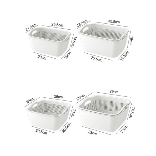 Double Layer Drain Basket Easy Draining 2 in 1 Colander Bowl Set Large Capacity