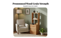 Nightstand with Drawers Narrow Bedside Shelf Unit Rubberwood Construction with Two Shelves and Storage Drawers Suitable for Bedroom Office Hallway Parents Room