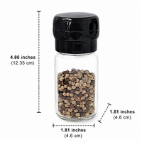 Manual Spice Grinders, Refillable Pepper Mill with Ceramic Grinding Rotor, Transparent Glass Body for Spices
