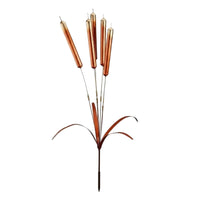 5 Pieces Metal Wind Chimes with Stake Rustic Cattail Garden Stake for Patio