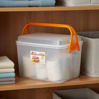 Handled Storage Box With Handle Portable Storage Box Large Capacity Organizer Tote for Crafters, Teachers, Kitchen, Car Trunk, Camping