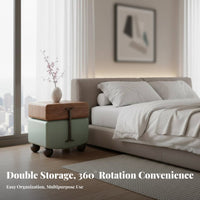 Rotating Cylinder End Table Modern Aesthetic Nightstand Minimalist Aesthetic Space-Saving Design for Adults, Home, Dormitory