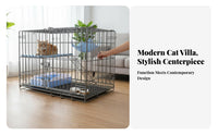 Multi-Level Cat Villa with Integrated Toilet additional Large Space for Home, Indoors