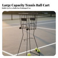 With Wheels Tennis Ball Cart Portable Tennis Ball Hopper No Bending Required for Coaches, Athletes, Practice Exercises, Backyard