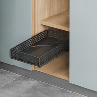 Under-sink Storage Basket, Drawer-Type Storage, 20cm Width, Slide-Type, Metal, Marble-Pattern PVC Base