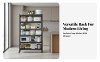 Mobile Storage Shelf Large Capacity Metal Kitchen Utility Cart Space-Saving Design Floor Standing Organizer Rack for Pantry, Washroom, Garage
