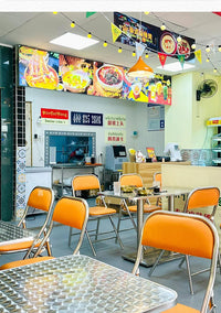 工业风餐饮大排档烧烤店不锈钢桌椅组合港式茶餐厅小吃快餐店商用 不锈钢   折叠椅【橙色】 其他颜色咨询