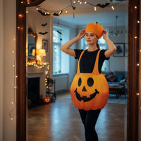 Jack-O'-Lantern Costume Wearable Garment Soft Festive Fancy Dress for Children Adults