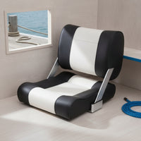 Boat Seat with Foldable Backrest Sturdy Padded Boat Chair Folding Marine Chair for Boaters, Yachts, Speedboats