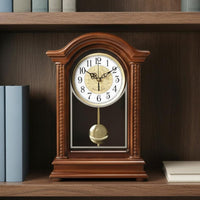 Wooden Pendulum Clock Hourly Chime Pendulum Desk Clock European Home Decor for Living Room, Office