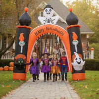 Halloween Archway Decoration Outdoor Inflatable Archway with Skeleton Yard Halloween Inflatable for Homeowners